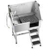 VEVOR 38 Inch Stainless Steel Dog Washing Station, Pet Grooming Tub with Hot & Cold Faucet, Showerhead, Home Wash Sink
