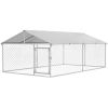 13.1' x 7.5' x 4.9' Outdoor Dog Kennel Dog Run with Waterproof, UV Resistant Cover for Medium Large Sized Dogs, Silver