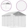 Outdoor Dog Kennel Silver Galvanized Steel Large