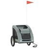 Pet Bike Trailer Grey Oxford Fabric, Iron, PVC Small Foldable