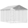 Outdoor Dog Kennel Silver Galvanized Steel Large