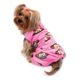 Silly Monkey Front Sleeveless Fleec Pajamas (Color: pink, size: M)