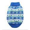 Dog Cable Knit 100% Cotton Sweater  Snowflakes and Hearts Blue