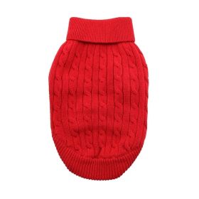 Dog Cable Knit 100% Cotton Sweater      Fiery Red (Option: XX-Small)