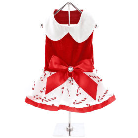 Christmas Candy Cane Dress and Matching Leash (Option: X-Small)