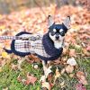 Sherpa-Lined Dog Harness Coat - Brown & White Plaid