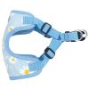 Wrap and Snap Hareness - Blue Daisy Print and Mesh Choke Free Step in Harness