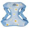 Wrap and Snap Hareness - Blue Daisy Print and Mesh Choke Free Step in Harness
